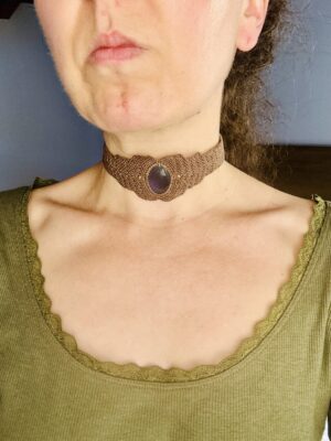 Chocker noisette labradorite bleu